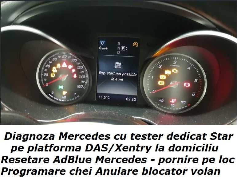 Diagnoza Mercedes Smart testare resetare adblue service la domiciliu