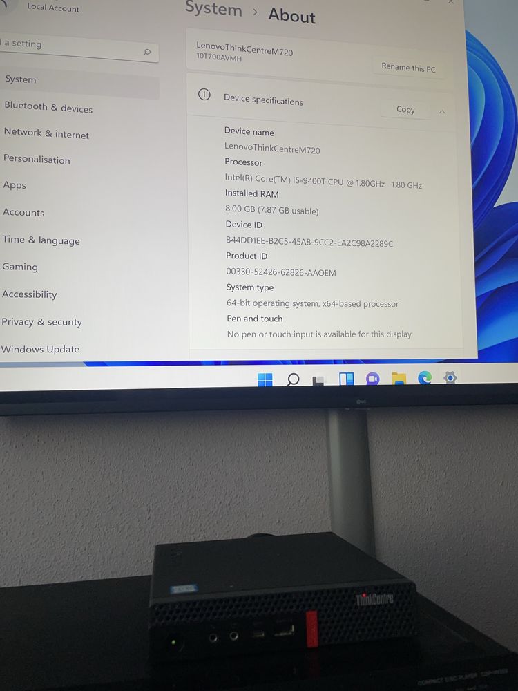 Mini Unitate calculator PC LENOVO ThinkCentre M720p IntelCore i5-9400T