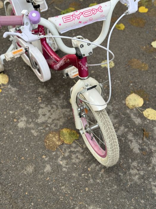 Велосипед за момиче 14" Flower Pink, с помощни колела