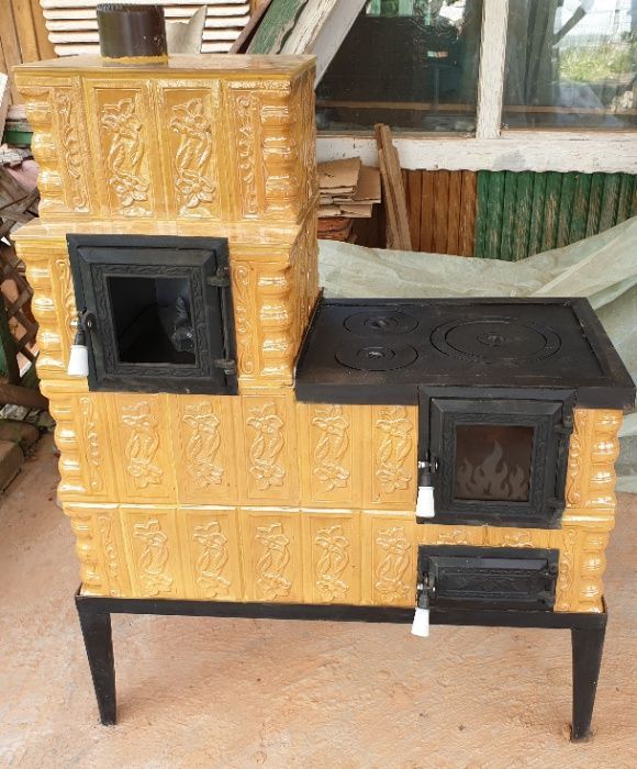 Soba teracota premontata Bej 4R cu plita