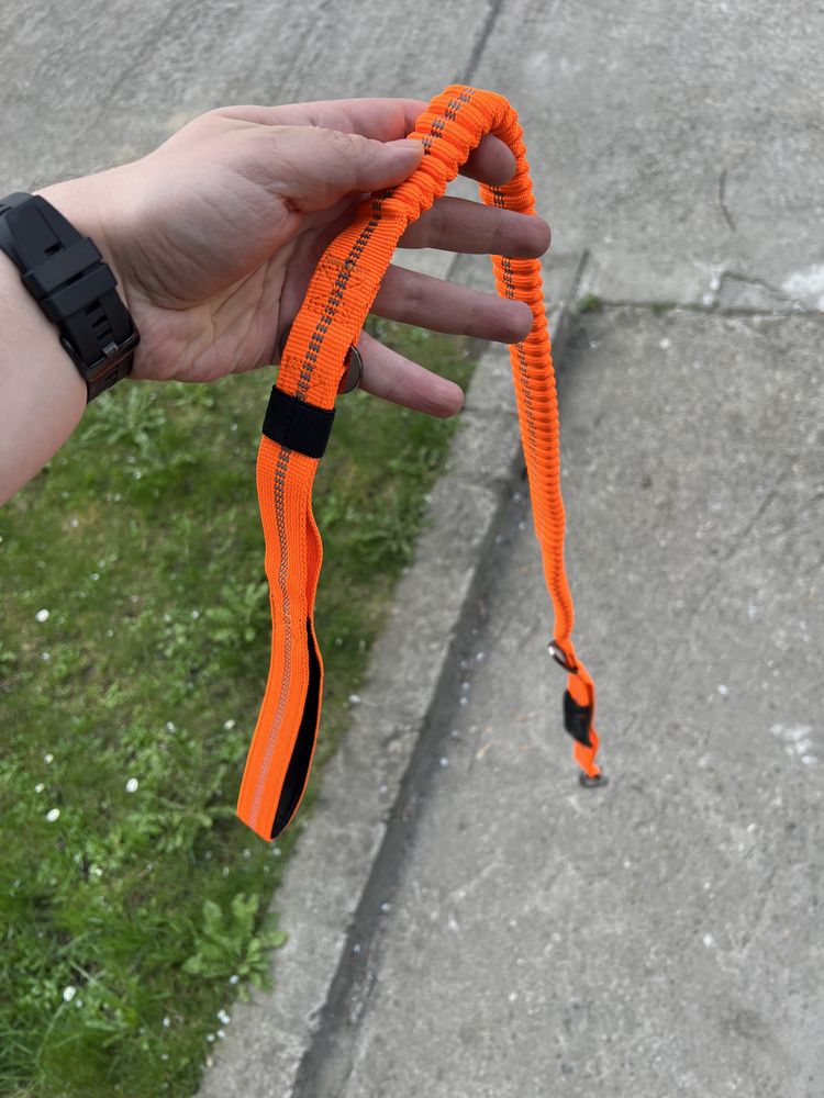 Lesă elastică reflectorizantă, rezistență 95 kg, portocaliu neon
