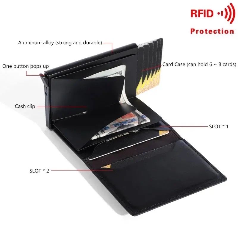 Portofel barbati Slim din Aluminiu pentru Carduri &Cash Protectie RFID