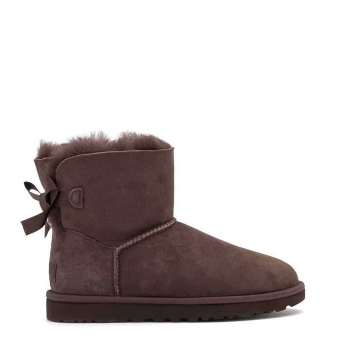 UGG, Ghete de piele intoarsa, fara inchidere Mini Bailey Bow II, Maro