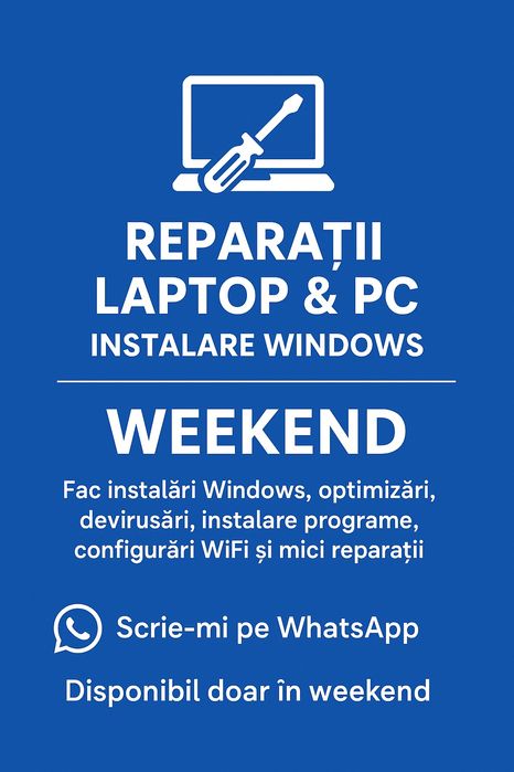 Reparații Laptop & PC  Instalare Windows  Servicii Rapide