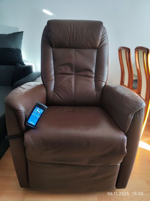 Fotoliu extensibil piele naturală cu telecomanda