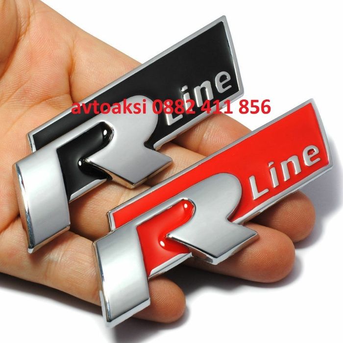 3D Емблема R line за предна решетка метална Черна/Червена