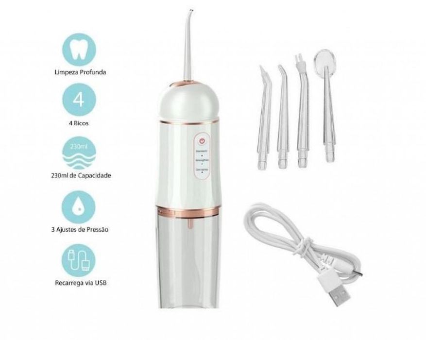 Портативен зъбен душ с мощна водна струя и 4 различни приставки - НОВ