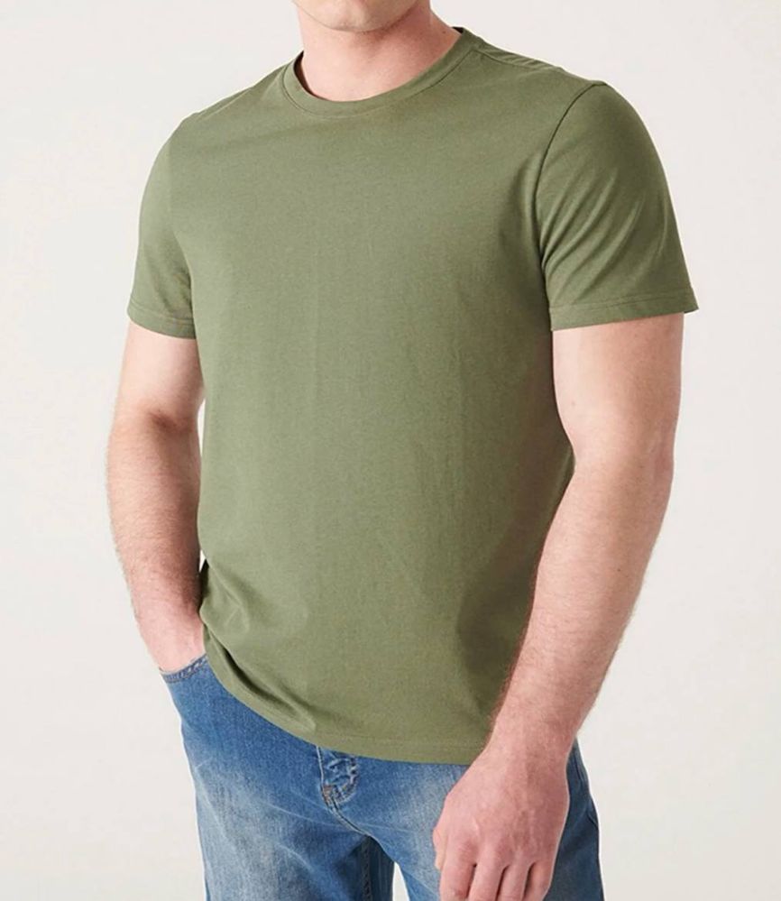 AVVA Мужская футболка цвета хаки с круглым вырезом