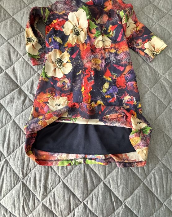 Rochie florala cu maneci 3/4, buzunare si dublura size 36