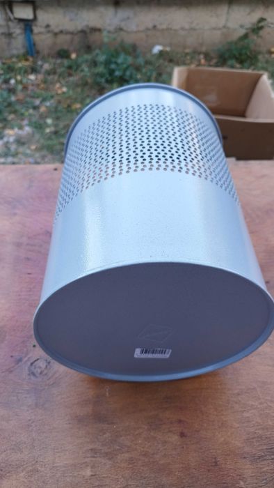 Метален кош за боклук Esmetal сив кръгъл Ф23см и височина 28см Нов