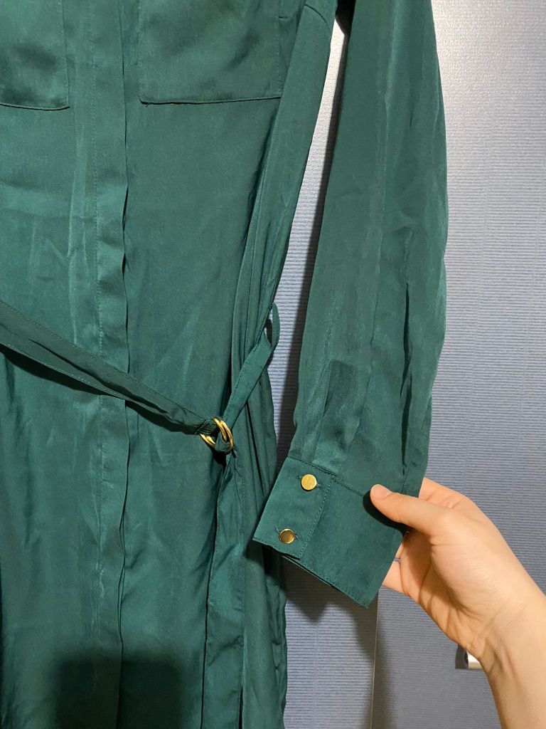 Rochie verde scurta  camasa  H&M mărime 34/ XS