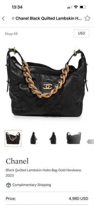 Чанта Chanel hobo bag  gold hardware