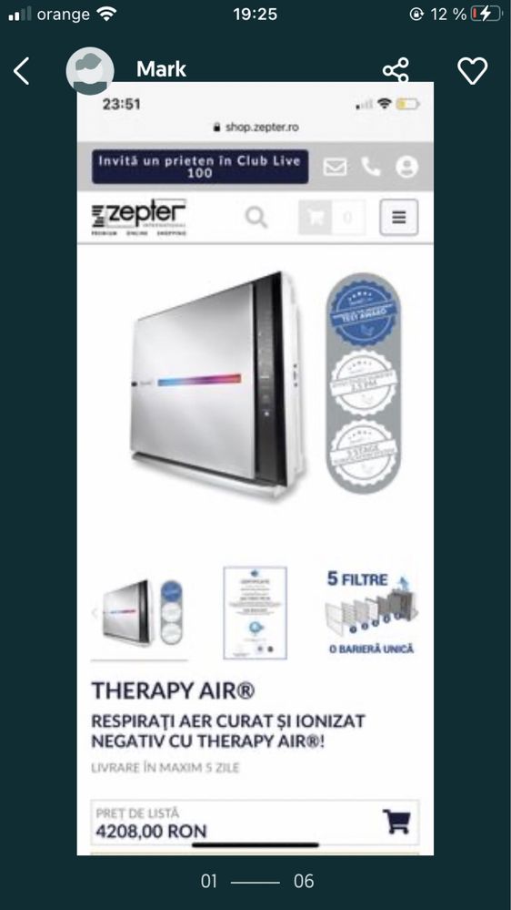 Purificator Aer TherapyAir iOn, Zepter