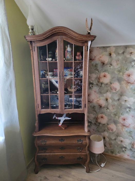 Biblioteca(vitrina+comoda lemn masiv stejar)