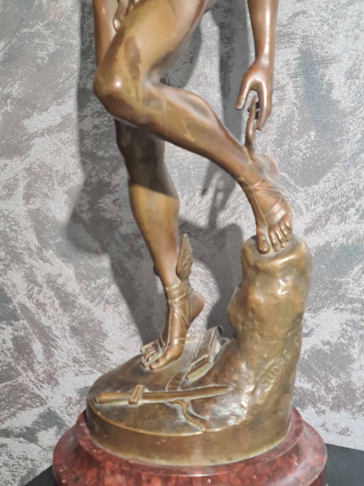Sculptura din bronz patinat, ''Depart de Mercure'', Piedestal Napoleon