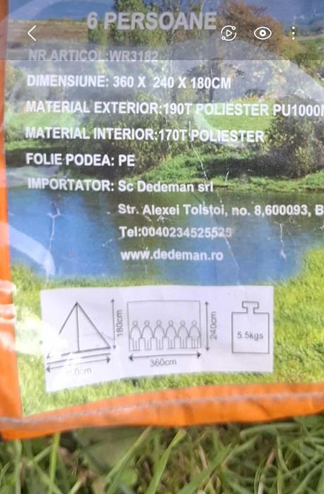 Vând cort de 6 persoane