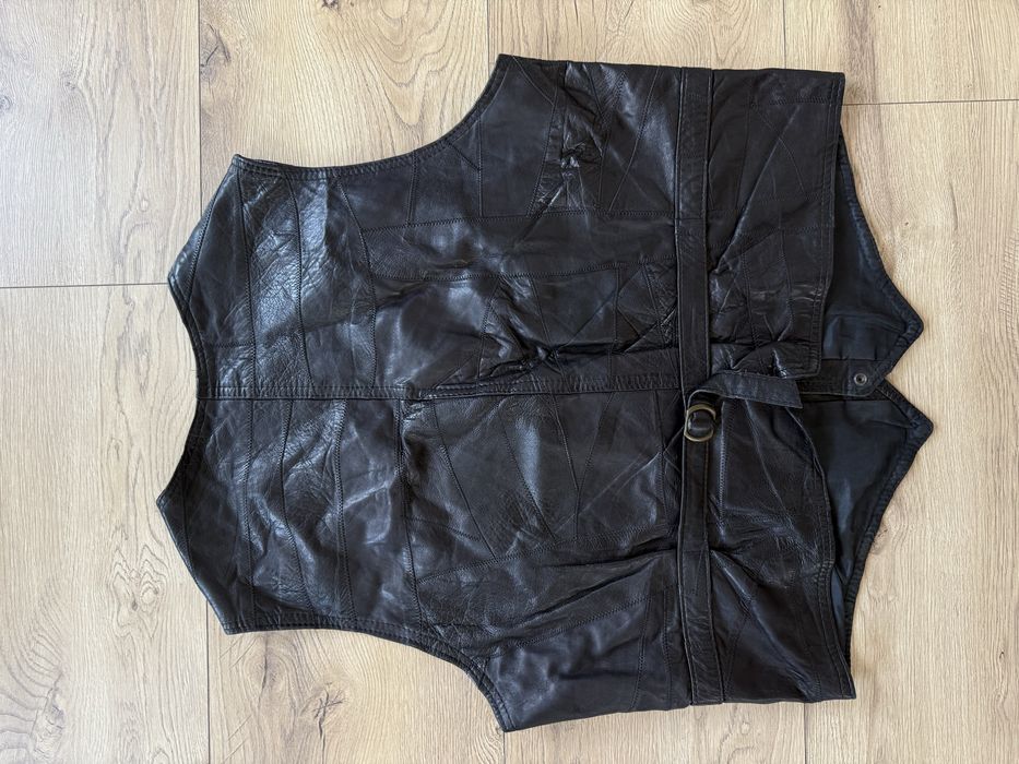 Vesta Piele Naturala FOXBURY Negru cu Buzunare Barbati | Marime XL XXL