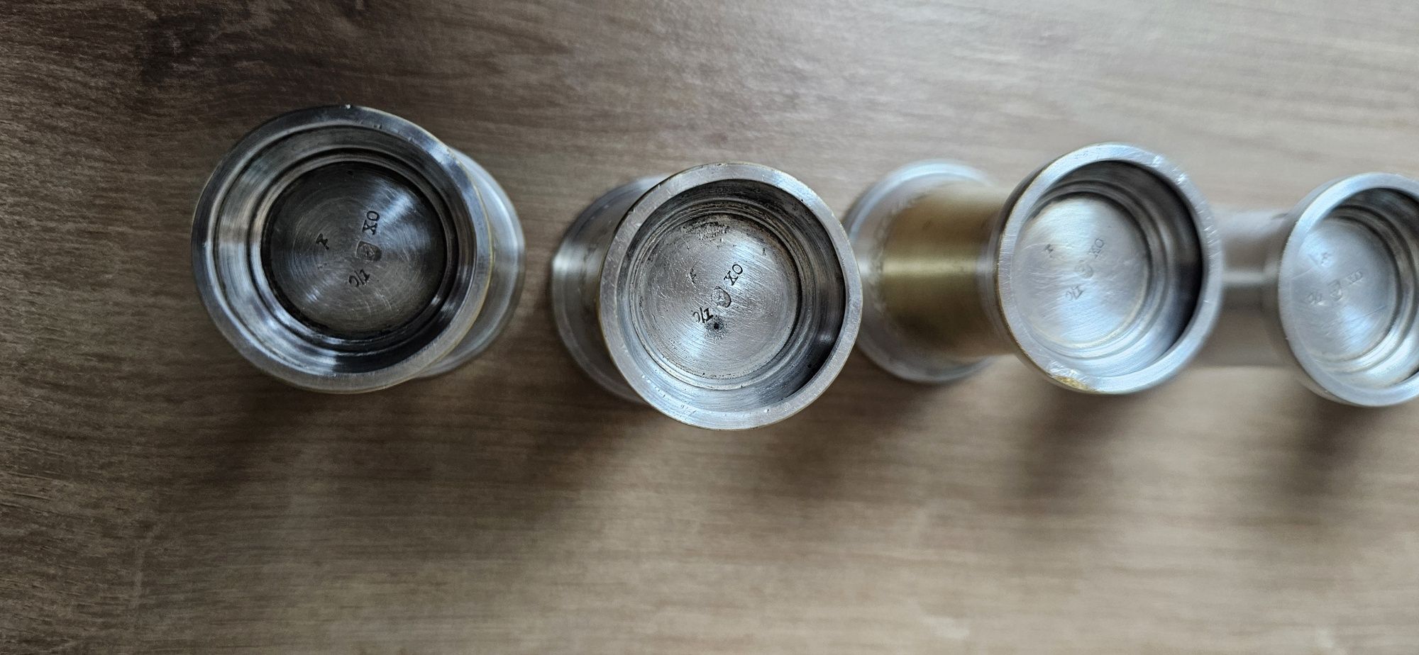 Set 6 pahare din argint placate cu aur  0/1  XO