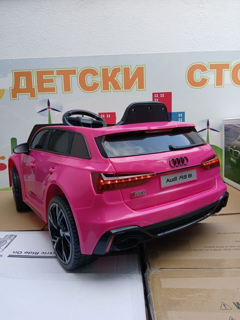 Чисто нова!Акумулаторен джип AUDI RS6 меки гуми,кожен салон,12волта