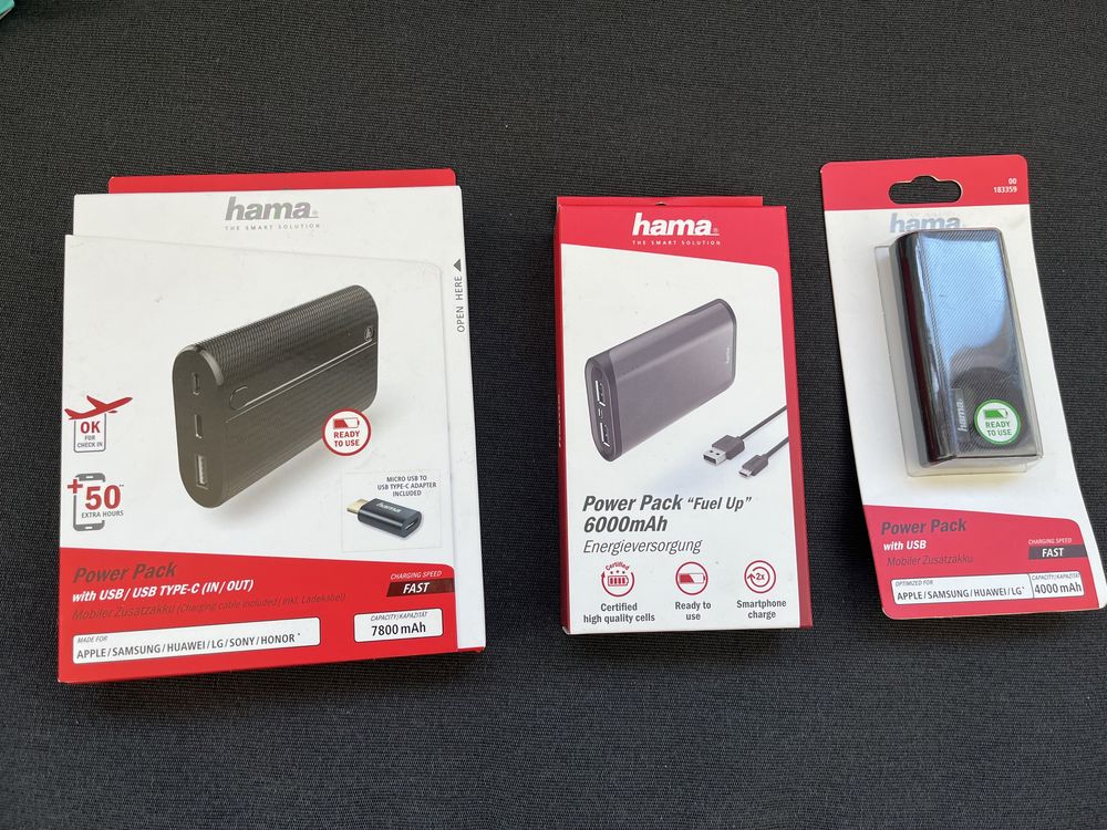 Baterie Externa Hama 7800mAh 6000 mAh 4000 mAh Noua Sigilata