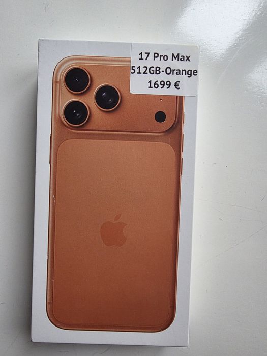 Vând Apple iPhone 17 pro max 512 orange garantie, sigilat, cu SIM card