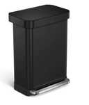 Педална кофа 55L неръждаема стомана - simplehuman матово черна
