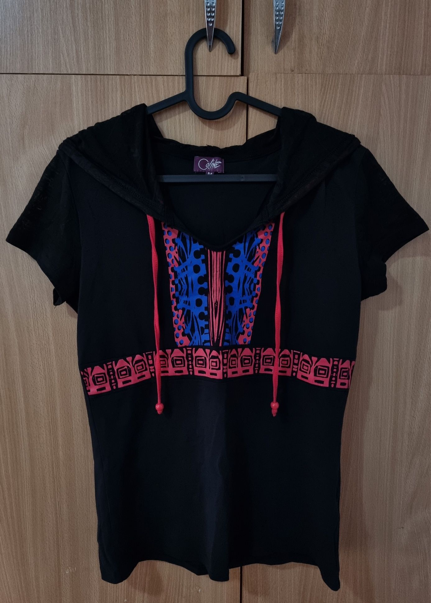 Tricou dama gluga snur Negru S/M