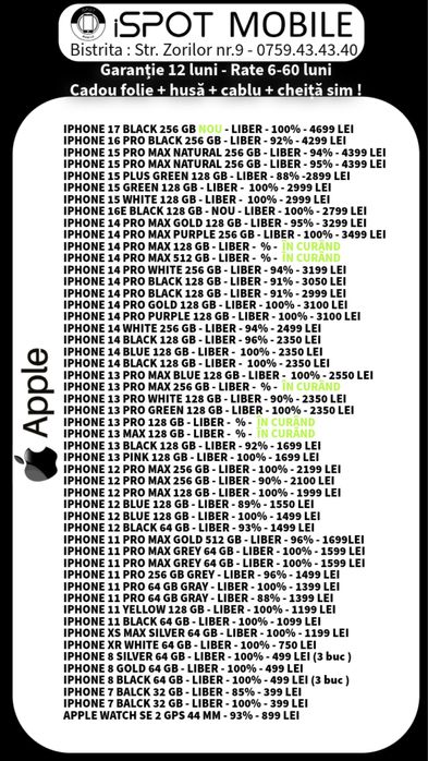 ‼️Ofertă•Telefoane-Garantie 12 luni - RATE ONLINE - Stoc a doua poză!