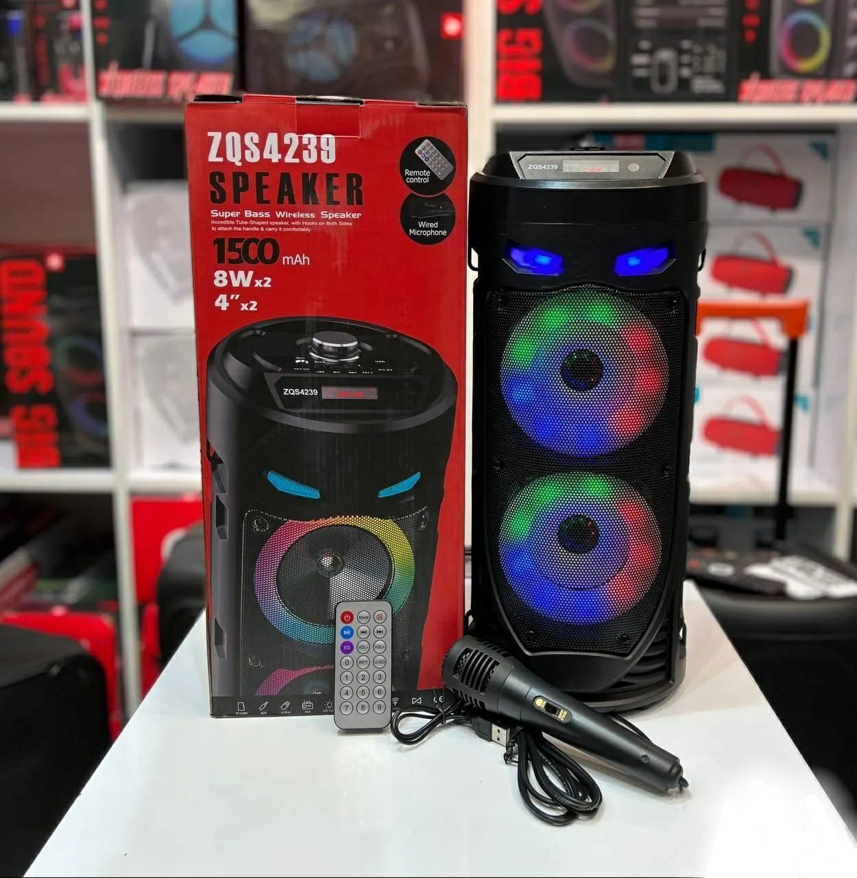 БЕПУЛ Доставка,Bluetooth Караоке Колонка ZQS4239/4239S +Симли Микрофон