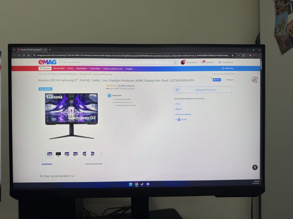 Monitor gaming samsung 144 hz 1 ms