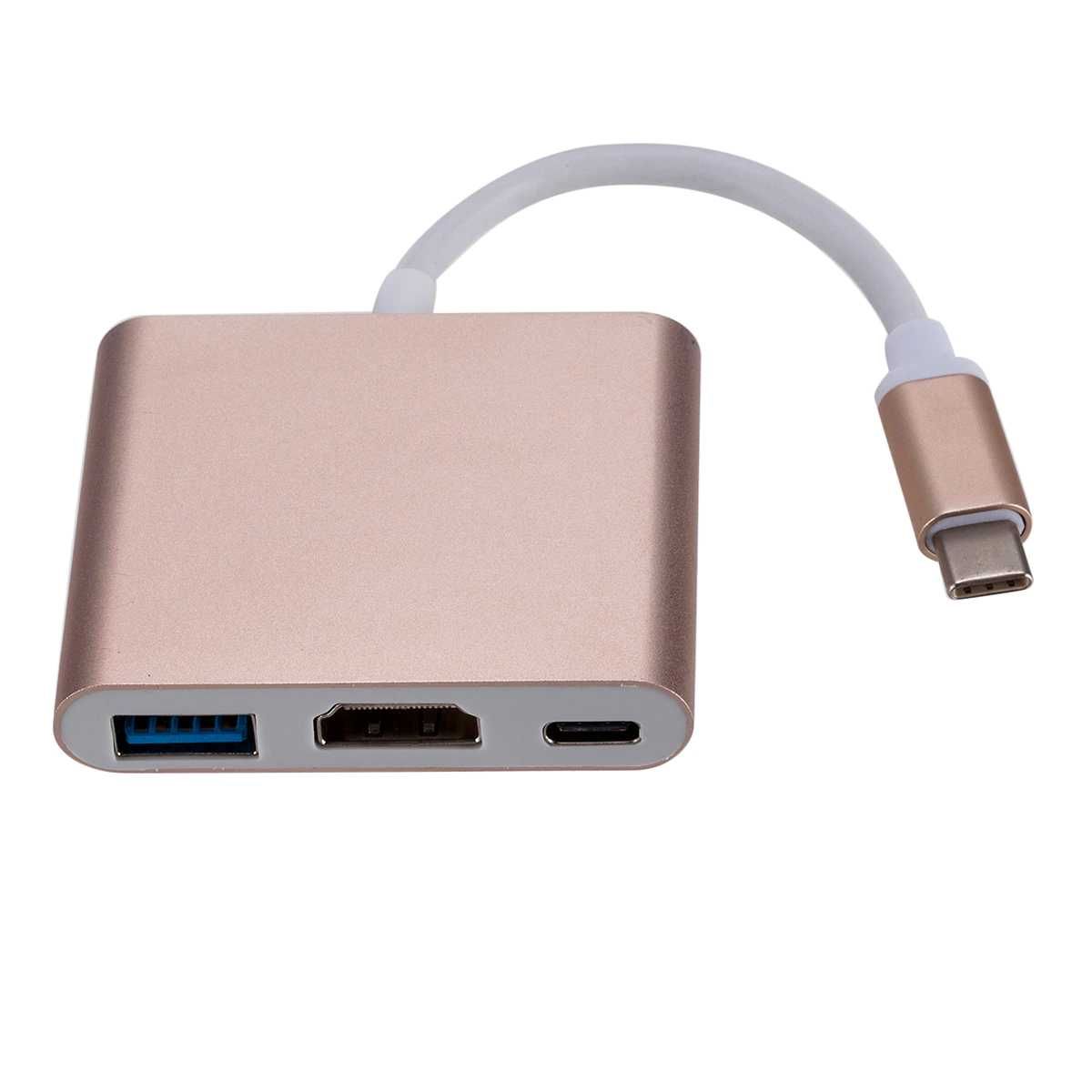 3 в 1: USB-C 3.1 (type-C ) към HDMI 2.0/USB 3.0/Type C Female адаптер