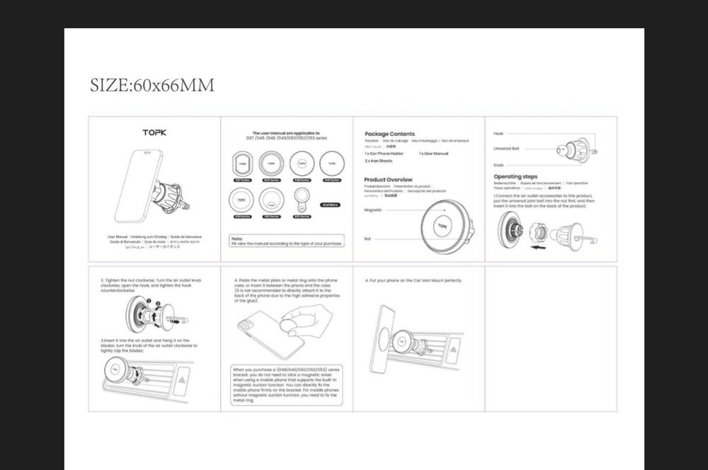 Suport auto magnetic TOPK MagSafe, prindere ventilație
