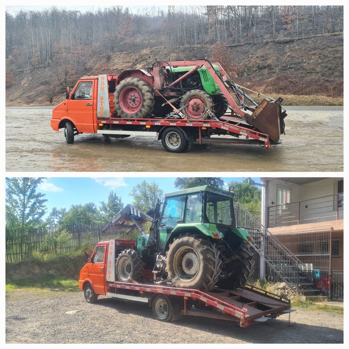 Tractari auto platforma transport utilaje trailer slep recovery