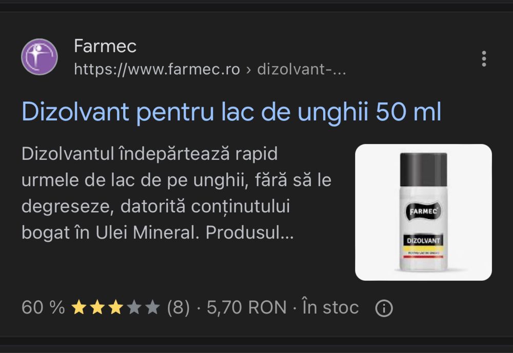 Dizolvant pentru lac de unghii farmec 50 ml