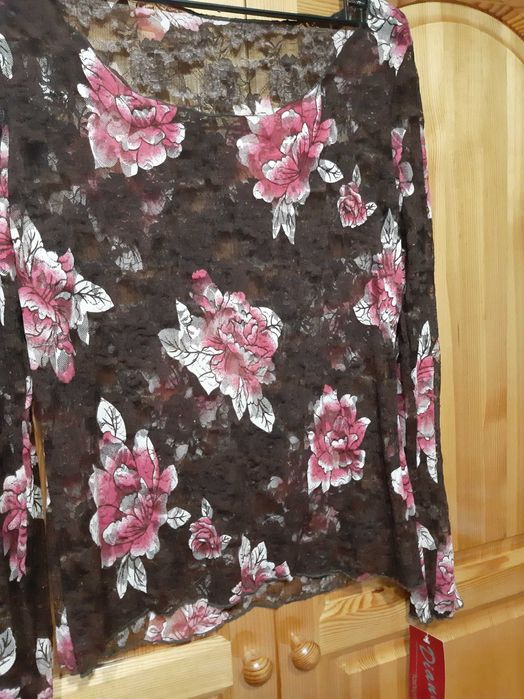 СЕТ-Луксозна БЛУЗА от цветна Дантела НОВА + ПАНТАЛОН Елегантен!