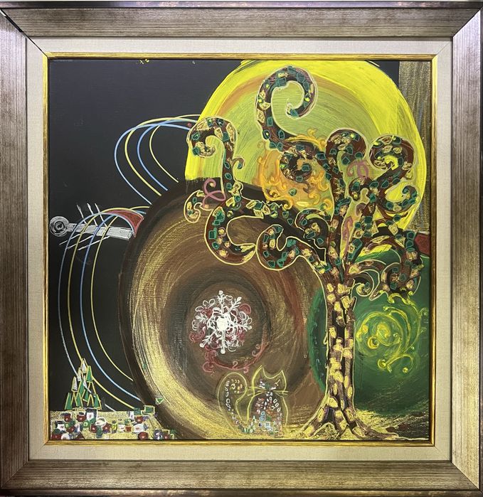 “Коледен звън”, акрил, канава, Густав Климт стил