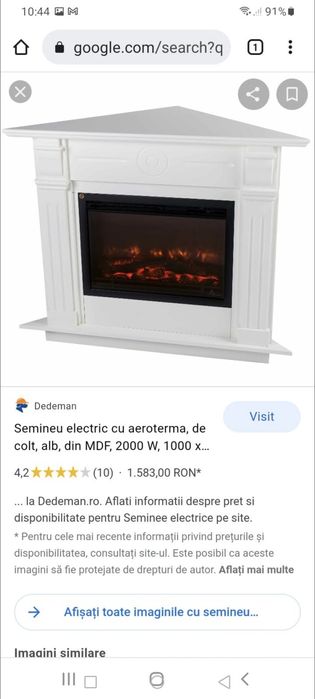 Șemineu electric pe colț