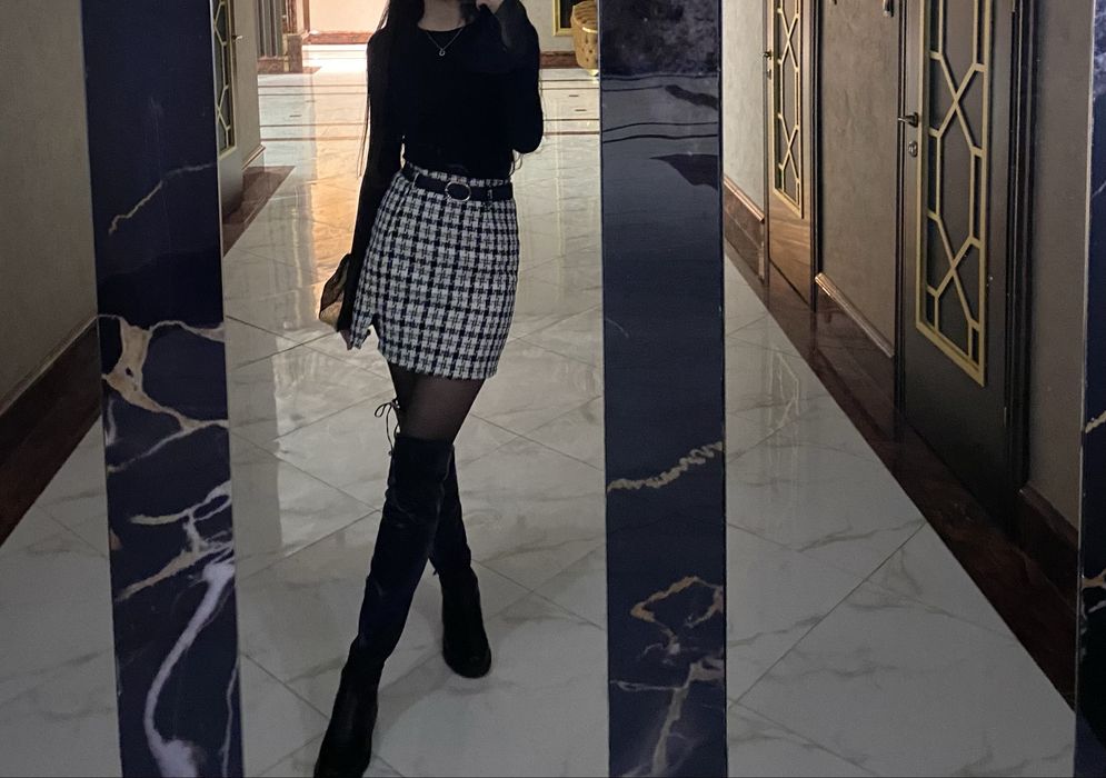 Клетчатая мини юбка