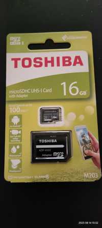 Card de memorie microSDHC Toshiba, M203, 16 GB, Class 10, + adaptar SD