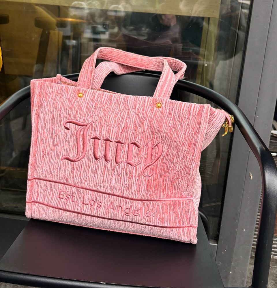 Juicy Couture Iris Pink Crinkled Tote Bag