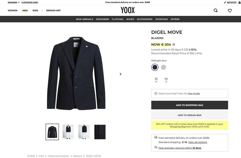Sacou blazer slim 42 XL premium DIGEL lana moale albastru royal