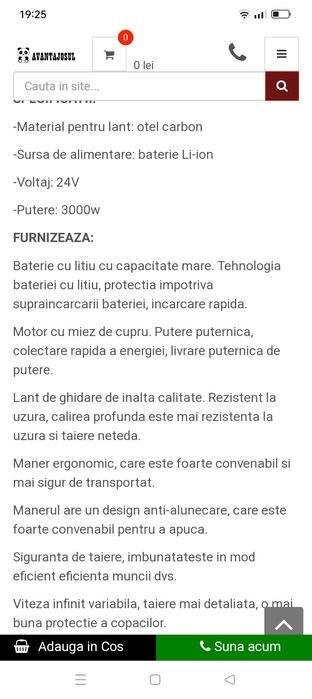 fierăstrău electric cu 2 acumulatori 48V