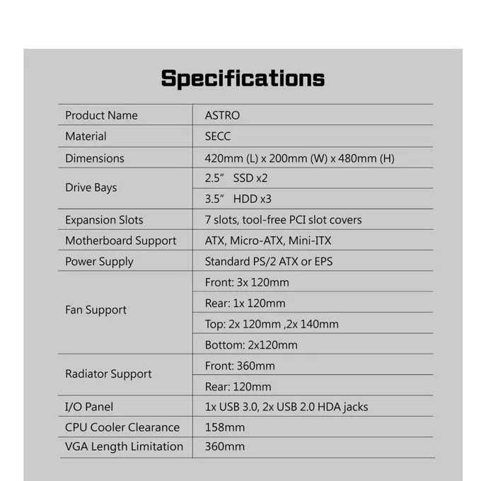 Компютърна кутия XIGMATEK ASTRO ATX / Mini ITX / Micro ATX, чернa