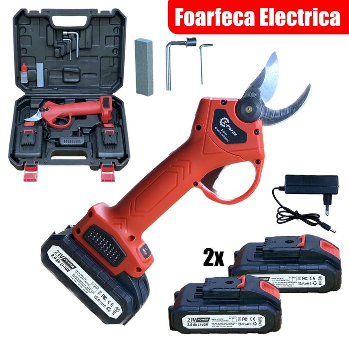 Foarfeca Electrica pentru gradina, 2 Acumulatori+Valiza+Lame rezerva