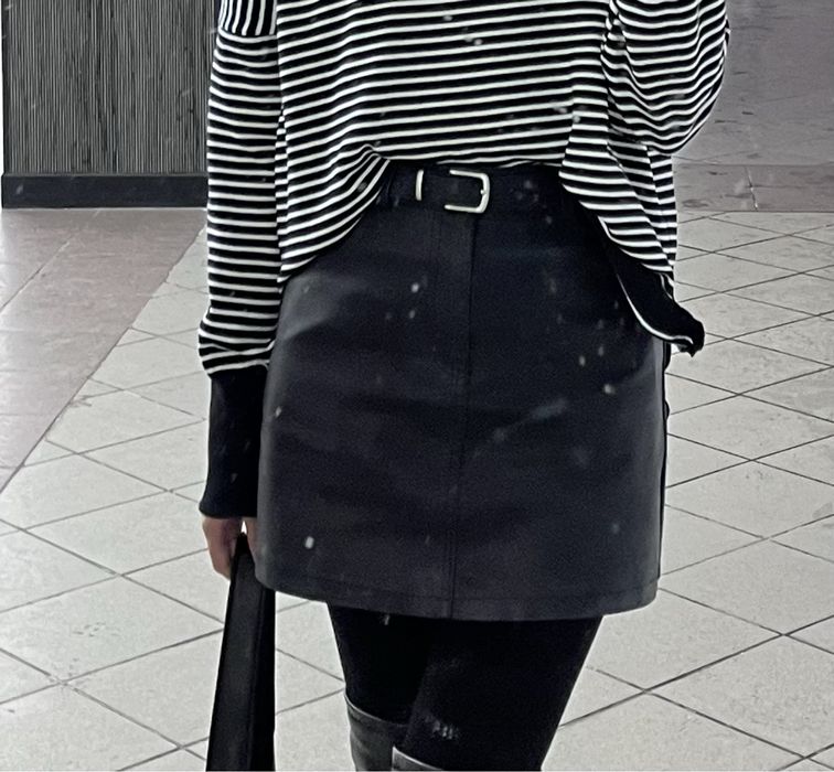 Кожаная юбка мини