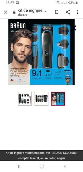 Kit îngrijire 9în1 BRAUN MGK 5080,complet lavabil,negru