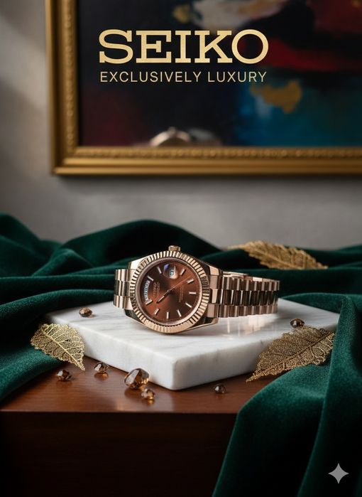 Ceas Seiko Mod "President" Day-Date - Rose Gold - Cadran Chocolate - A