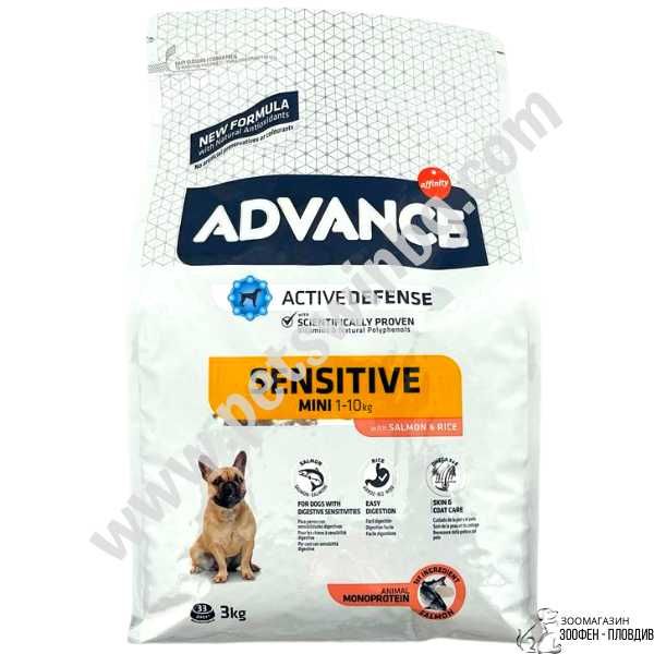 Advance Mini Adult Sensitive - Сьомга и Ориз - 3кг/7.5кг - за Кучета