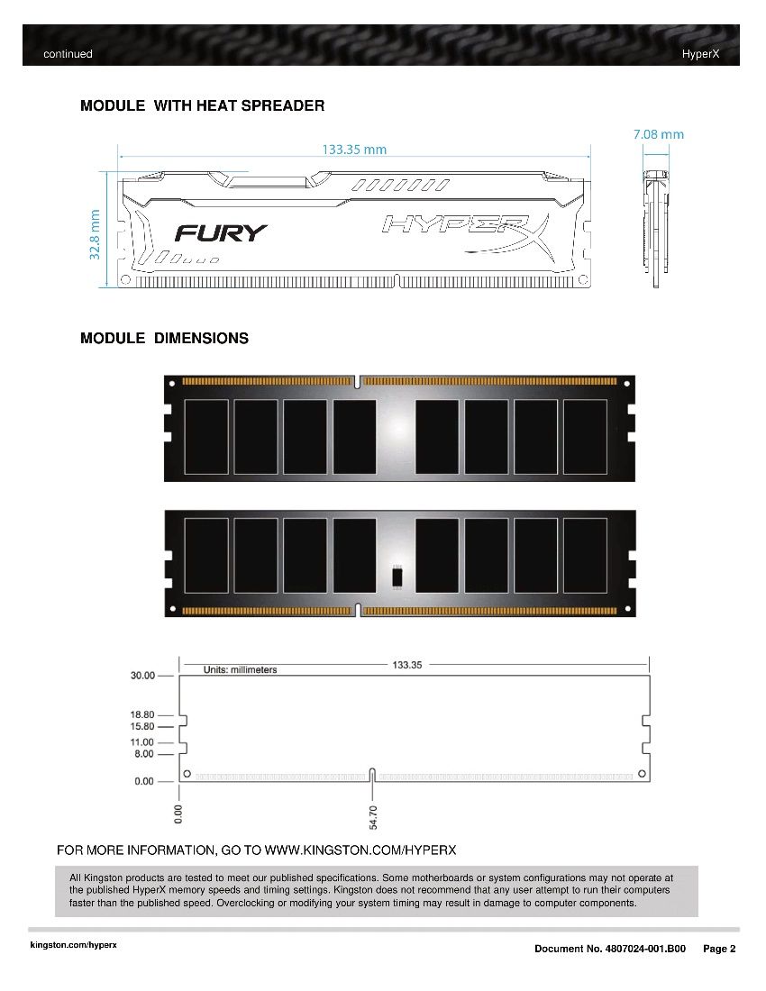 ОЗУ Kingston HyperX Fury DDR3 16GB 1866Mhz