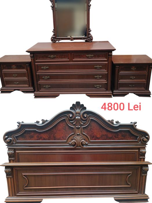 Dormitor Baroc din Lemn Masiv Sculptat Manual